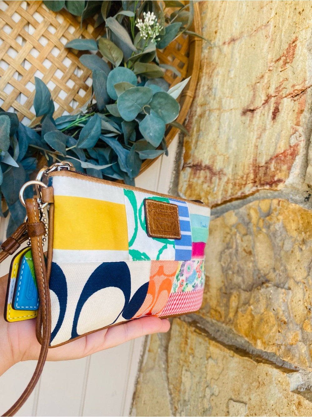 Coach Multicolor Patchwork Wristlet Pouch
